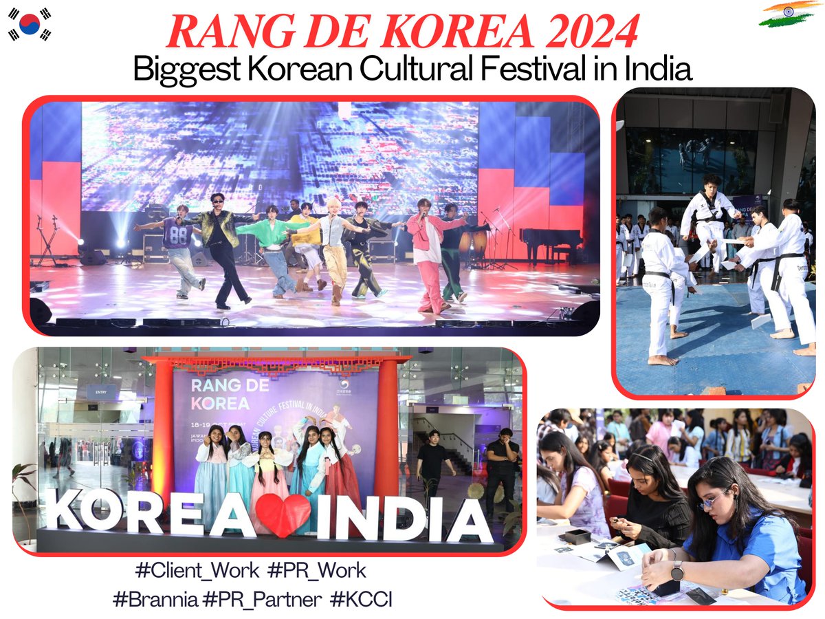 Brannia_India's tweet photo. India’s biggest Korean Cultural festival, Rang De Korea 2024 concluded in New Delhi. Big thanks to our media partners for their support. At Brannia, we create impactful PR & digital marketing strategies.
#DigitalMarketing #ClientWork #Media #PRpartners #Brannia https://t.co/hOgJSx18pg
