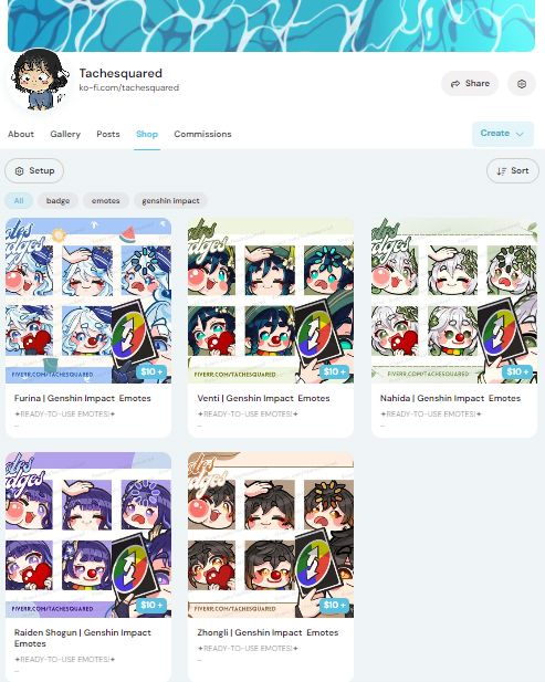 Official_Tache's tweet photo. Just fixed my listings at ko-fi and I kinda love it, currently making emotes for Mavuika. Gotta love em Archons in #GenshinImpact💙💚💜🧡❤️ https://t.co/CY3RrPhEjs