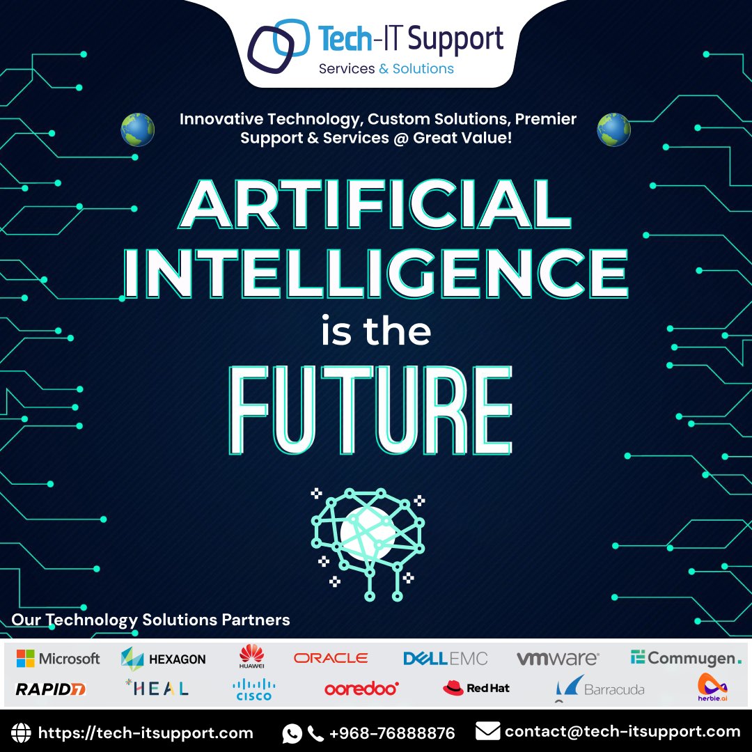 TechITOman's tweet photo. 🚀At Tech-IT Support, we believe that #ArtificialIntelligence is shaping tomorrow’s world! From custom #ITSolutions to innovative #AI technologies, we are committed to delivering premier support and services at great value.
🌐https://t.co/5oCP7c3e8U
#TechITSupport #Muscat #Oman https://t.co/aqo48j3awA
