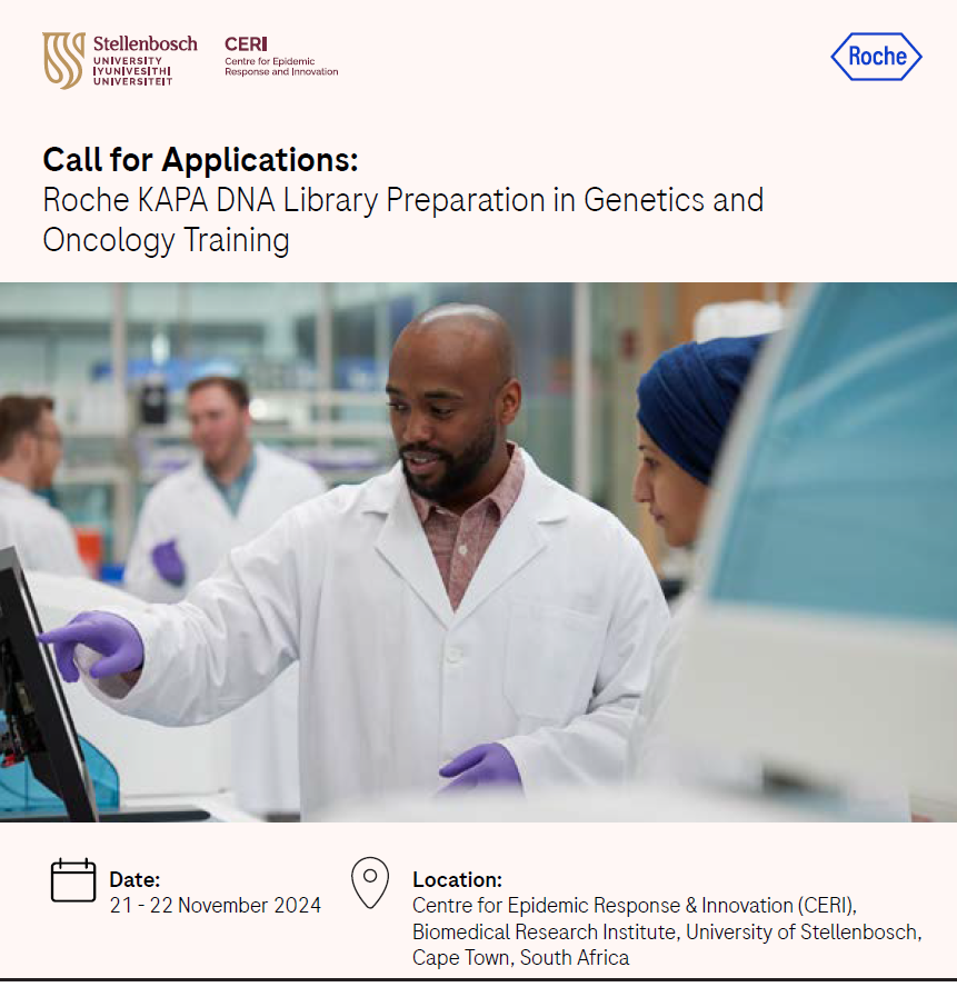 ceri_news's tweet photo. In collaboration with @Roche, we invite lab technologists, postdocs, and genetics/oncology specialists to apply for a 2-day DNA Library Prep training in Cape Town (Nov 21-22). Travel, accommodation, and meals covered!  
Deadline: Oct 23  
🔗:https://t.co/0ZX0zDEOW9 #CERItraining https://t.co/VV3airaKs2