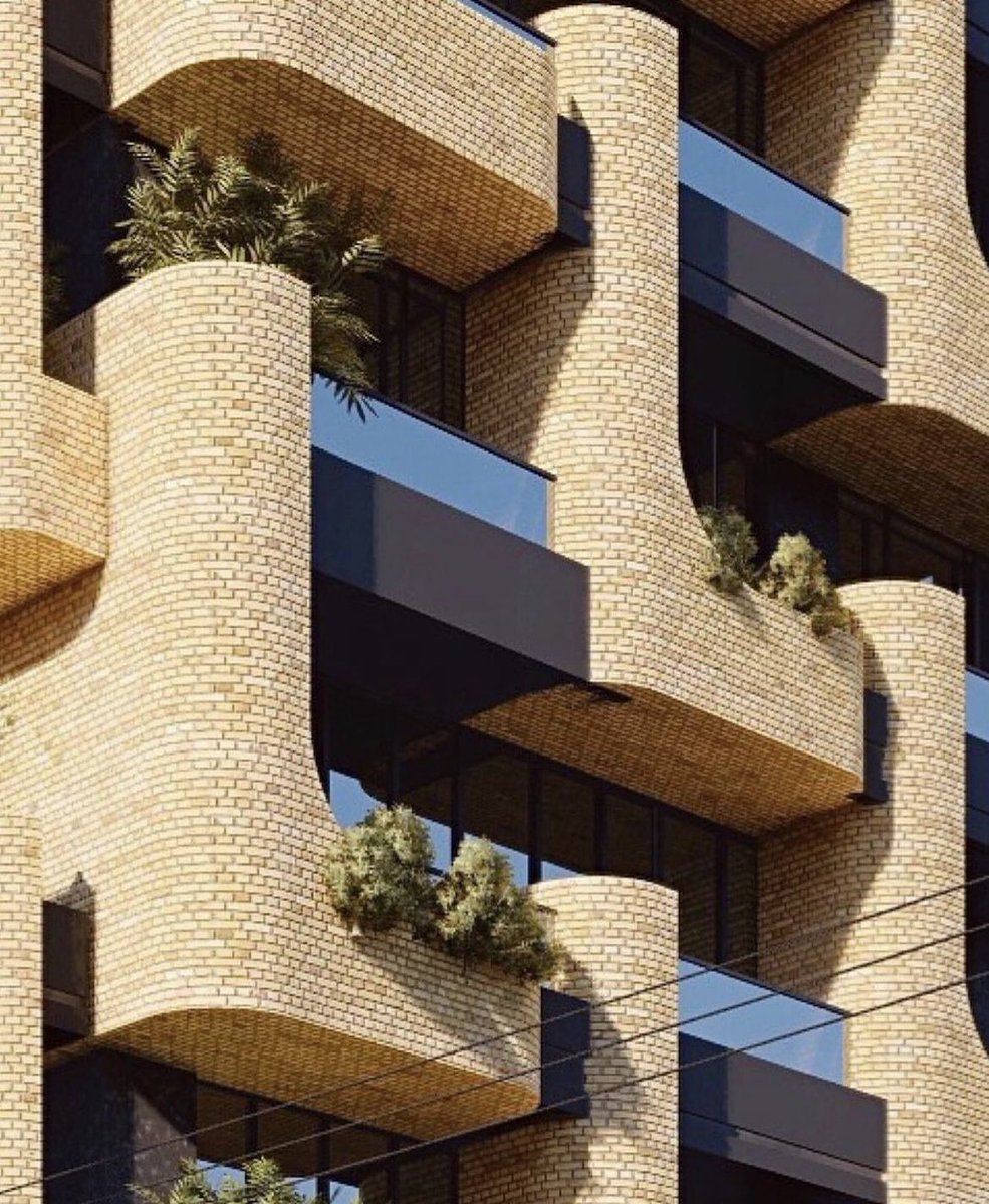 More celebration of contemporary Iranian brickwork 

Design for residential tower in Isfahan by Eqtasadi Studio (currently under construction)