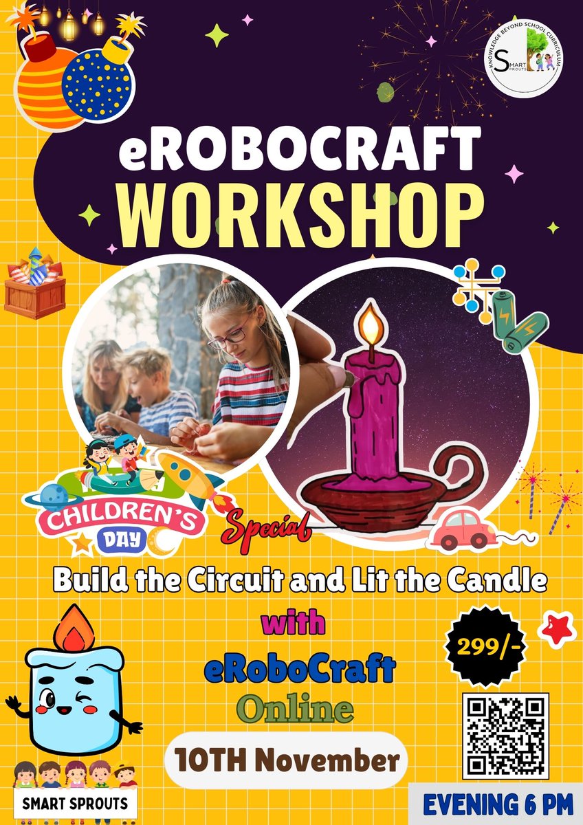 SmartSprouts8's tweet image. 🔧🚀 Introducing: eRobocraft Workshop! 🚀🔧
Unlock your creative potential in robotics. This is a hands-on opportunity to build and innovate with eRobocraft!

🎯 Seats are limited! Register now 👉 rzp.io/rzp/erobocraft