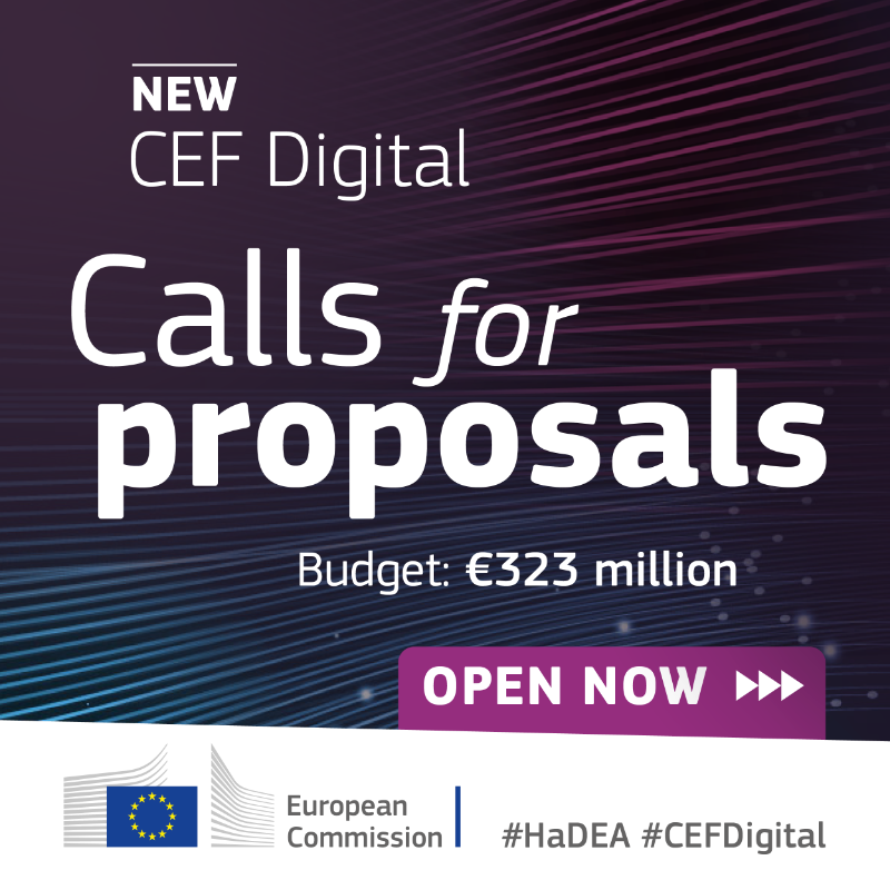 EU_HaDEA's tweet photo. 🚨#CEFDigital new calls for proposals are open now!

Discover the topics in this new call:
▶ 5G Large Scale Pilots
▶ Digital Global Gateways
▶ Euro QCI

💶 Budget: 323 million
🗓️ Deadline: 13 February 2025, 17.00 (CET)

More information: https://t.co/cyPacdW3L1