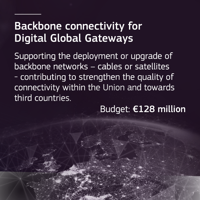 EU_HaDEA's tweet photo. 🚨#CEFDigital new calls for proposals are open now!

Discover the topics in this new call:
▶ 5G Large Scale Pilots
▶ Digital Global Gateways
▶ Euro QCI

💶 Budget: 323 million
🗓️ Deadline: 13 February 2025, 17.00 (CET)

More information: https://t.co/cyPacdW3L1