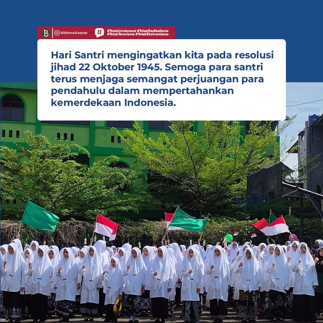 Resolusi Jihad yg diserukan Hadlratus Syeikh Hasyim Asy'ari 78 tahun silam harus menjadi integritas dan mandat keadaban publik para santri. Khususnya dalam pendidikan moral, sikap, dan lelaku para santri di pesantren agar bs menjadi jangkar yg tumbuh dan berkembang dlm menghadapi
