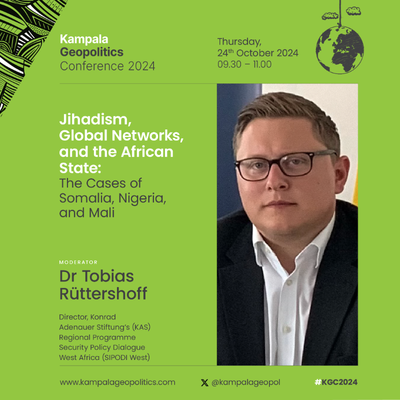 KAS_SIPODI_EA's tweet photo. Jihadist threats persist across Africa as states struggle to counter them militarily, economically, &amp; ideologically. From al-Shabaab in Somalia to Boko Haram in Nigeria, what’s the future of counterterrorism?

Join us this Thursday at the #KGC2024, for a panel discussion⤵️;
