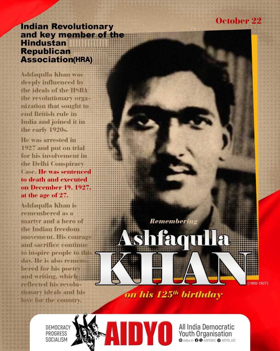 #AshfaqullaKhan 
#अशफाक_उल्ला_खां 
#जन्मदिवस 
#AIDYO #revolutionary