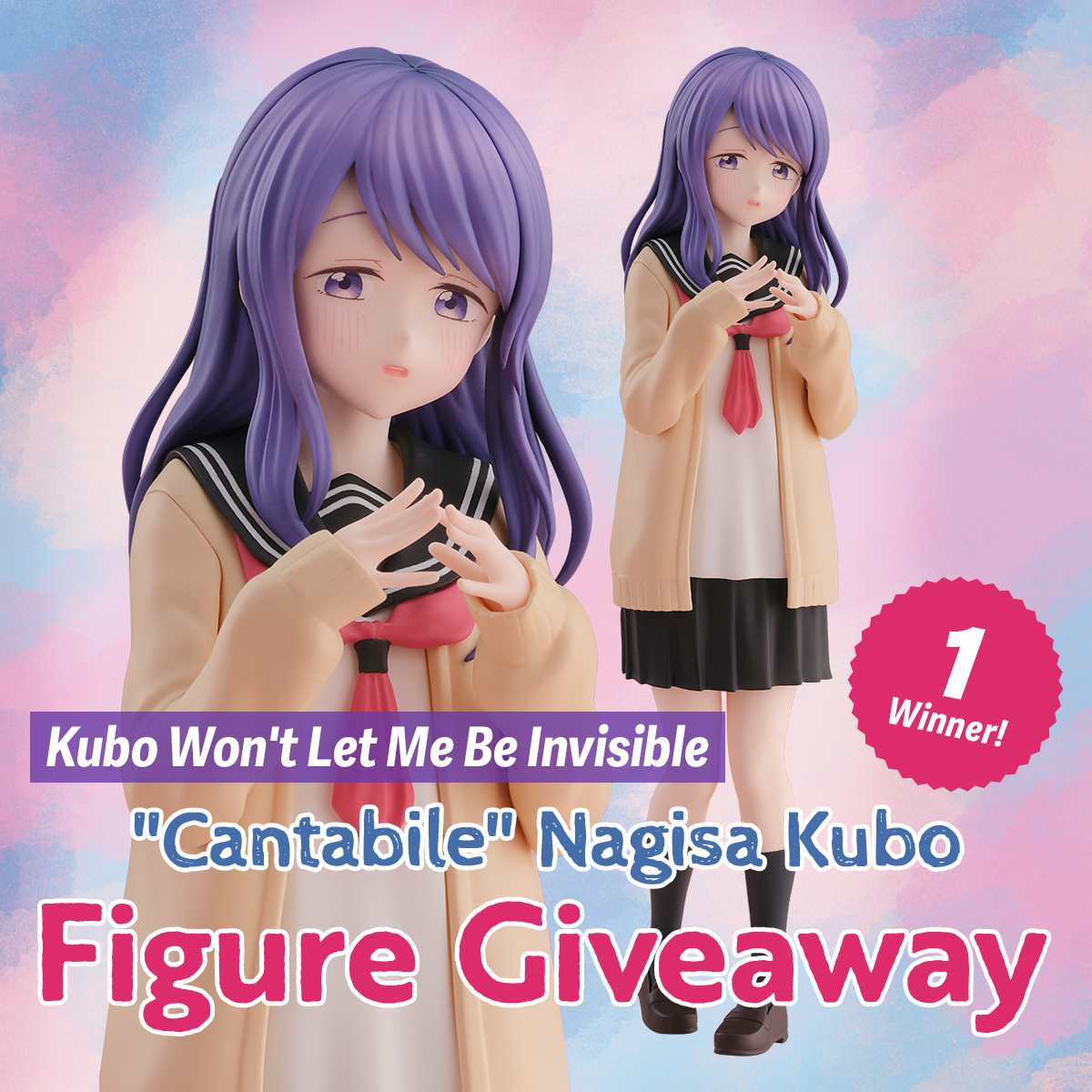 ✨💜✨ Figure Giveaway ✨🙃✨

Listen up "Kubo Won't Let Me Be Invisible" fans, you could win Nagisa Kubo's latest Shibuya Scramble Figure!

➡️ Follow <a href="/TokyoOtakuMode/">Tokyo Otaku Mode (TOM)</a> &amp; Repost!

Pics &amp; Pre-order Info
otakumode.com/fb/itL

🗓️ #Giveaway ends Oct. 30, 2024 (JST)