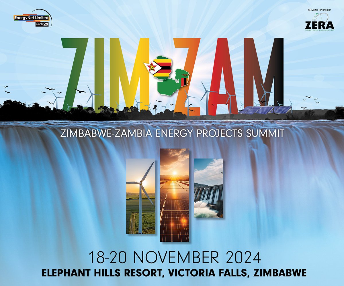 Zimbabwe-Zambia Energy Projects Summit in Victoria Falls, Zimbabwe, from 18-20 November 2024.
Join us at #ZimZam24 to explore critical discussions on driving investment into energy projects across Zimbabwe and Zambia.
#ZimZam24 and register here >> bit.ly/4dT1kxK