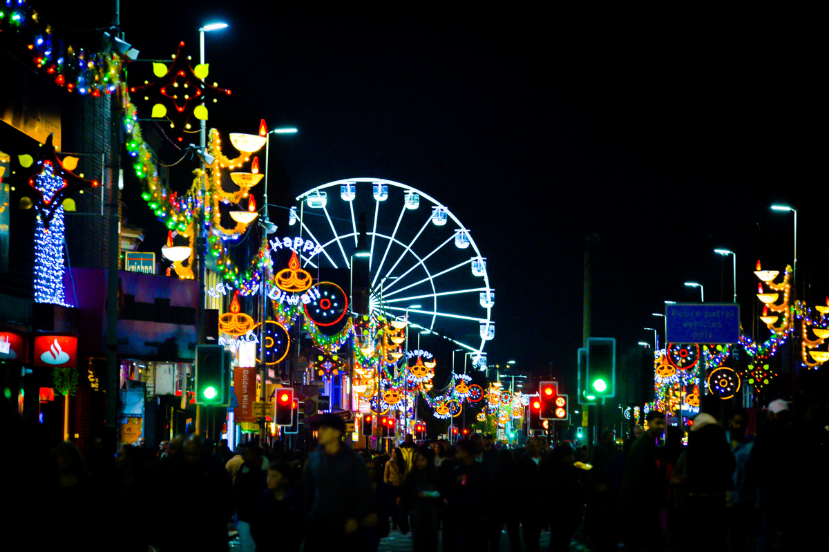The lights are shining bright on the Golden Mile and the wheel of light is open as we lead up to celebrate #DiwaliDay 31st October