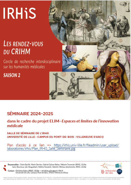 #IRHiSmanifestations—25/10/24–S2-Les rendez-vous du CRIHM—J. Eberhart (<a href="/IRISSO_PSL/">IRISSO</a>), "Catégoriser les plaintes, trier les maux…"– E. Berthiaud (CHSSC, UPicardie), L’enfant souffrant : évolution des savoirs et des pratiques médicales… => irhis.univ-lille.fr/detail-event/s…