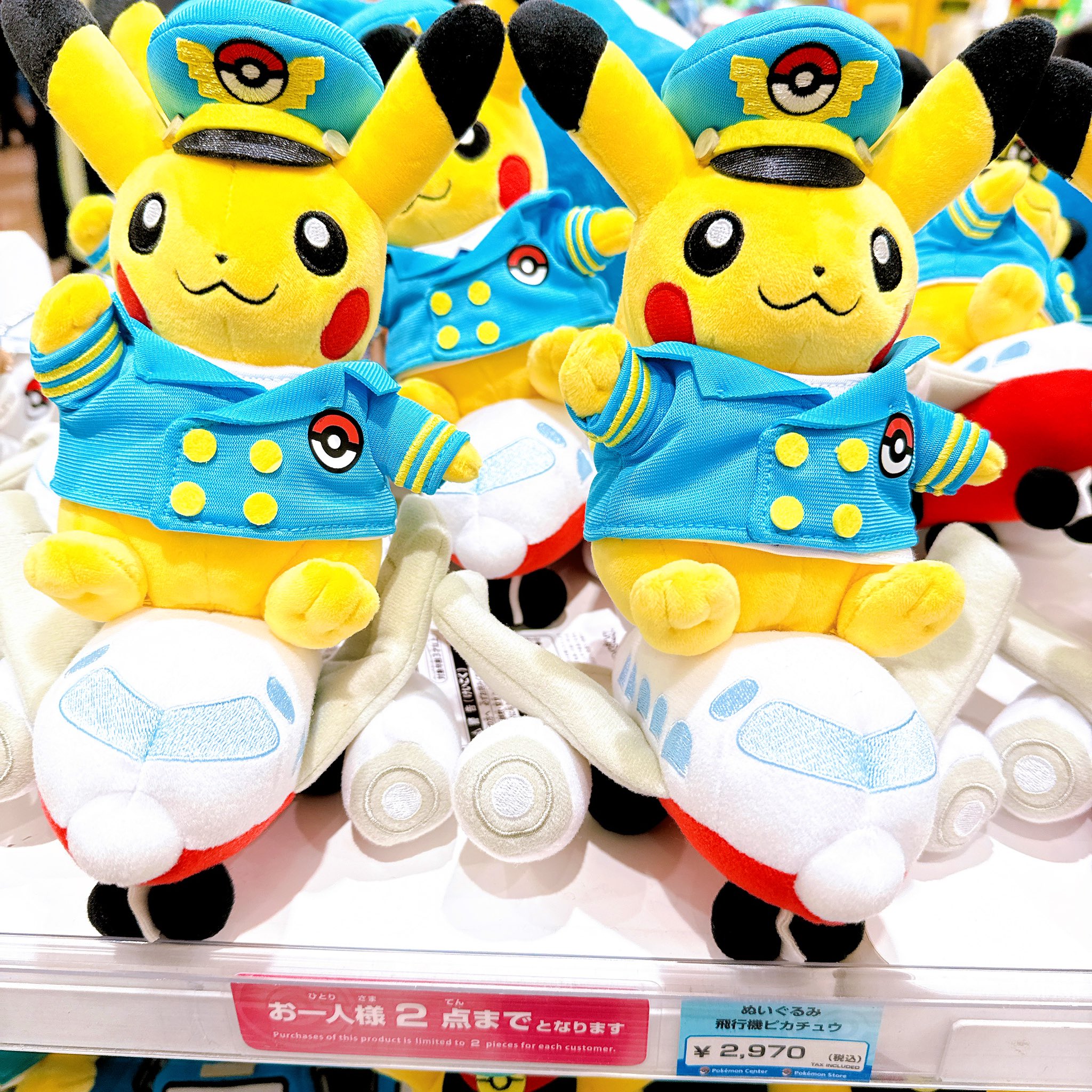 ピカチュウ ぬいぐるみセット タグ付き 2体セット タグ付き 飛行機