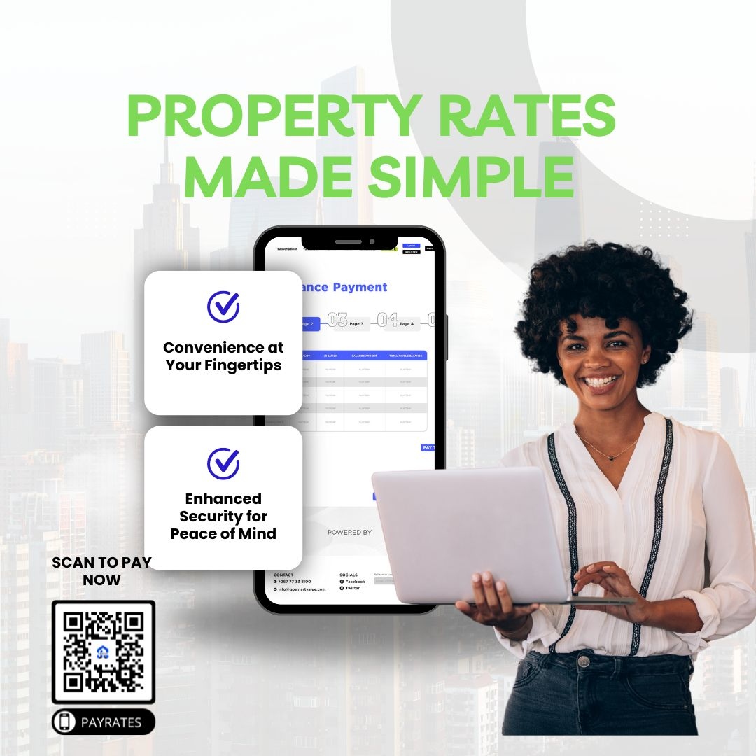 go_smartvalue's tweet photo. 🚀 It’s finally here! PayRates is now live with Gaborone City Council and  the City of Francistown Council. Say hello to quick, secure, and convenient online property rate payments. 💻💸To get started today!
#PayRatesLaunch #CoFC #GCC #LiveNow https://t.co/vP6Jcs1l0D