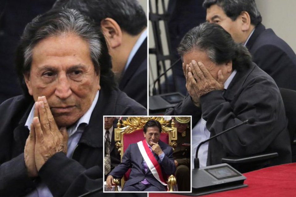 FORMER Peru President Alejandro Toledo sentenced to 20 years and six months in jail for corruption and money-laundering during tenure.
