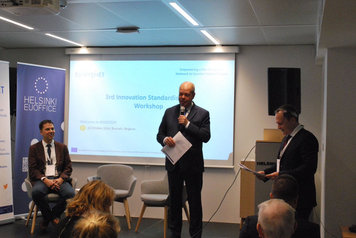 EuHybnet's tweet photo. With the opening words from Mr. Isto Mattila, our project coordinator, and Mr. Janne Leino, Director of the Helsinki EU Office, and Mr. Rashel Talukder, PPHS, the 3rd and final Innovation Standardisation Workshop (ISW) has officially started! https://t.co/j4l2Pol1SP