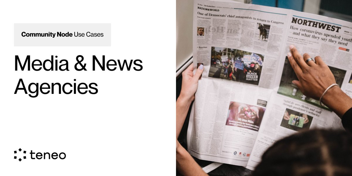 teneo_protocol's tweet image. Use Case: Media &amp;amp; News Agencies 🗞️

Media outlets thrive when they stay ahead of the curve, identifying breaking news stories and viral trends in real time. With Teneo Community Node, news agencies gain instant access to verified data, enabling them to spot emerging stories…