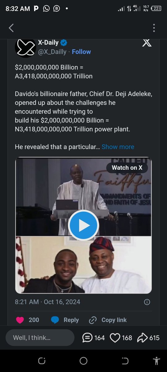 Engr_Nego's tweet photo. Power of Giving! 

The Success of Davido's Father Dr. Deji Adeleke in securing the $2billion power plant project is a reward from God, a pay back to him for donating N1billion to ESOCS CHURCH earlier this year @davido @ARISEtv @channelstv @nta
@AAdeleke_01 https://t.co/841nQaxj6v
