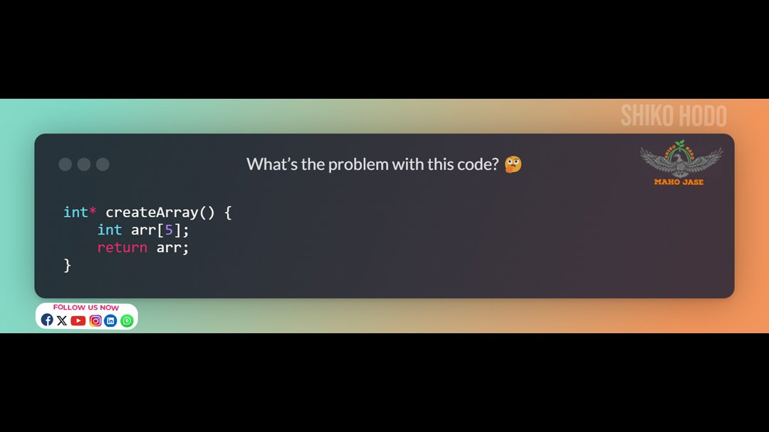 mahojase's tweet image. 🚨 Can You Spot the Lifetime Issue?
.
.
.
#arrays #CppArrays #arrayprogramming #datastructures #arraymanipulation #arraybasics #multidimensionalarray #dynamicarrays #arrayindexing #arraysincpp