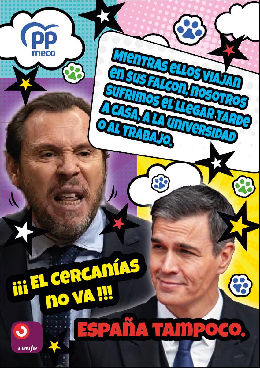 MecoPopular's tweet photo. El #Cercanías no va.
España tampoco.

#Meco sufre la pésima gestión del gobierno de #PedroSánchez con #ÓscarPuente como ejm de ministro q avergüenza y desprestigia al país.

Seguimos sufriendo retrasos de trenes, una frecuencia insuficiente y padeciendo el estado de la estación https://t.co/jG9QcPRMEE
