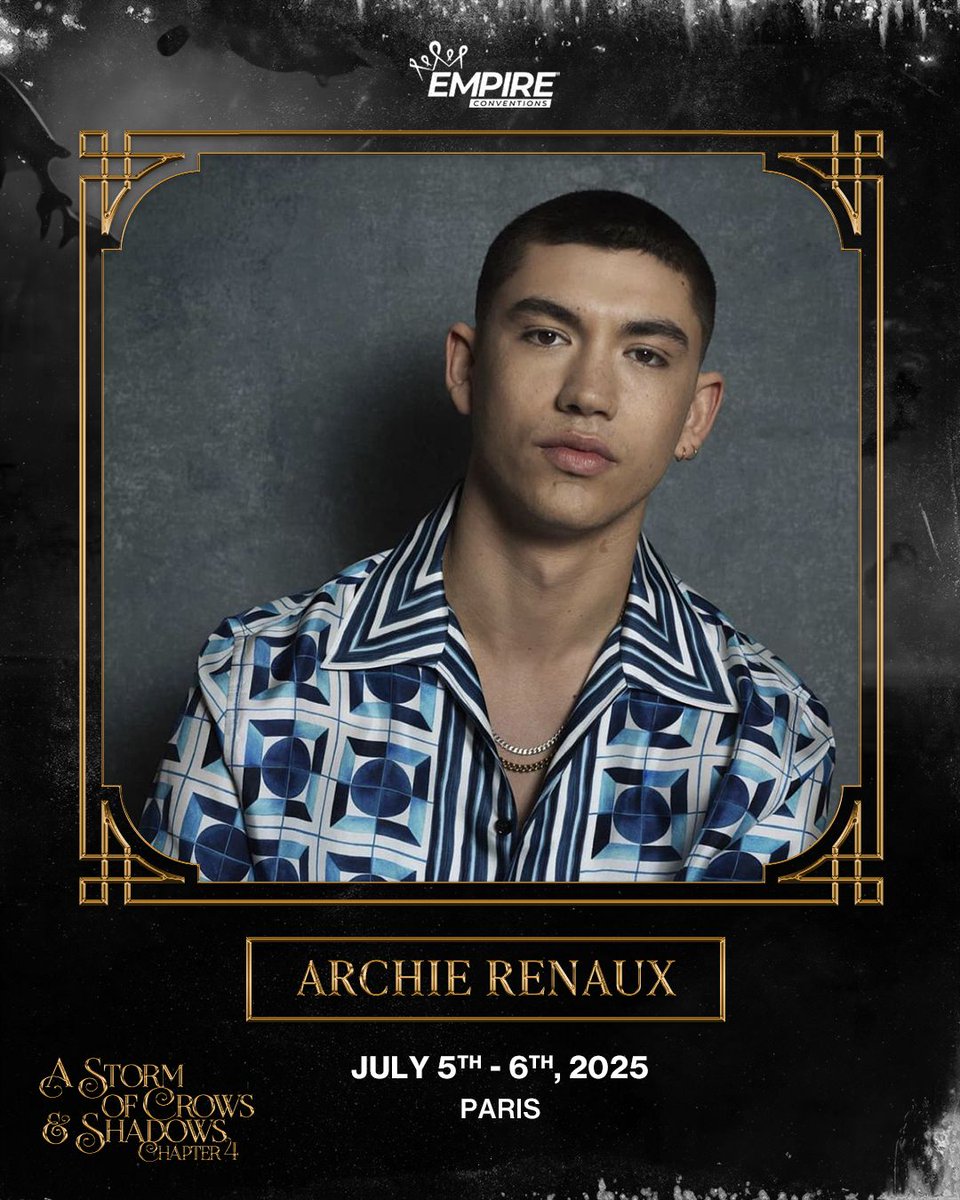 I'm delighted to announce that <a href="/archierenaux/">Archie Renaux</a> will be at #ASOCAS4 by <a href="/EmpireConv/">Empire Conventions</a>, 5th-6th July 2025 in #Paris, #France.

Further info here: dmjconsultancy.co.uk/upcoming-event…

#ArchieRenaux
#ShadowAndBone #Grishaverse
#AlienRomulus #TheJetty #Upgraded #GoldDigger #TheGreatestBeerRunEver