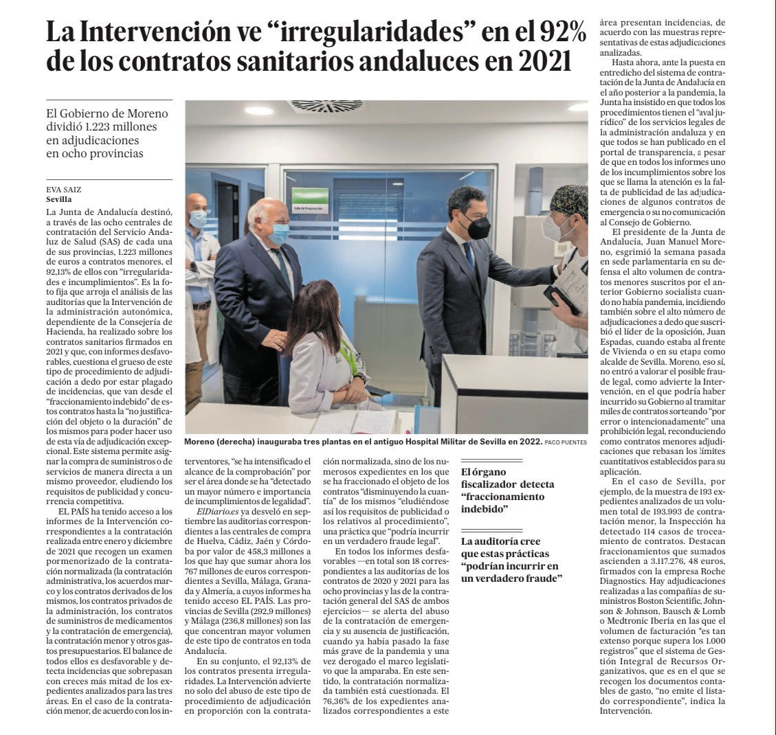 Noel_Lopez_'s tweet photo. ‼️ Ojo ‼️

La intervención de la Junta de Andalucía detecta IRREGULARIDADES en el 92% de la contratación del SAS.

La sombra de la ilegalidad de la actuación de Moreno Bonilla se cierne sobre la sanidad. 

Destrozar lo público para beneficiar la privada, esto es el gobierno de MB https://t.co/XVQdcQsNmw