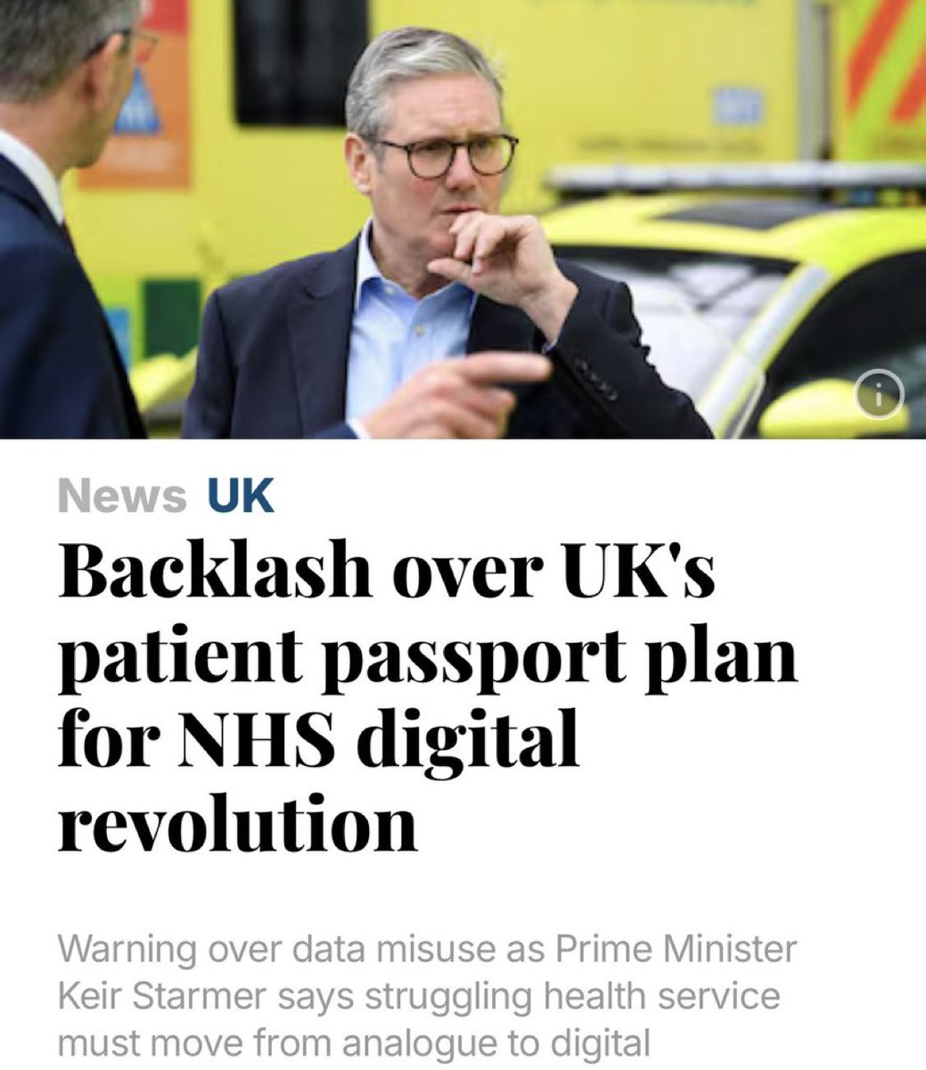 James Melville 🚜 (@jamesmelville) on Twitter photo Digital ID NHS health passports ahoy. Goodbye to health privacy. Orwellian and highly predictable. Patients should have the right to know how data about them is accessed and used rather than being subcontracted through data ownership harvesting via government control. Digital ID NHS health passports ahoy. Goodbye to health privacy. Orwellian and highly predictable. Patients should have the right to know how data about them is accessed and used rather than being subcontracted through data ownership harvesting via government control.