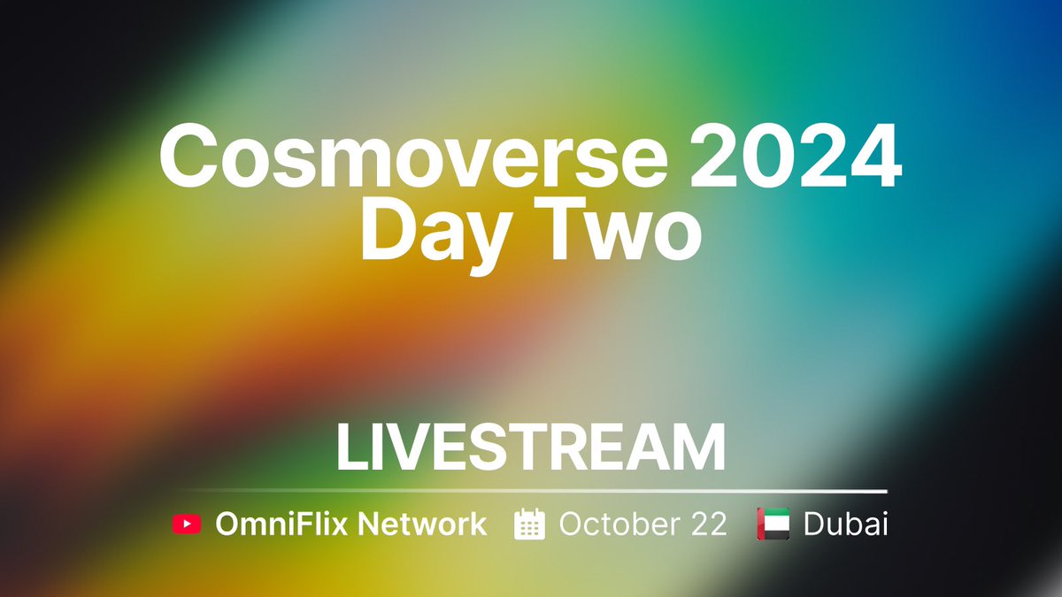 ⚛️ Day 2 of #Cosmoverse2024 is here!

🇦🇪 Live from Dubai with <a href="/cosmoverseHQ/">Cosmoverse</a>!

Tune in now to the livestream and hear the latest hot takes and fresh perspectives from contributors of the #interchain ecosystem ⬇️