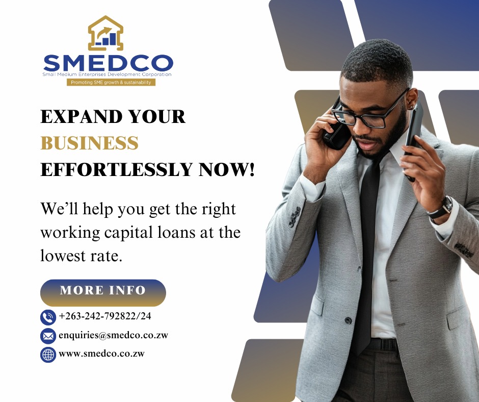 Smedco_Zw's tweet image. Expand your business with ease through our working capital loan solutions. Get in touch with us today. 
#workingcapitalloans #WorkingCapitalSolutions #businessgrowth #businesssupport #businessloans #businessloansolution