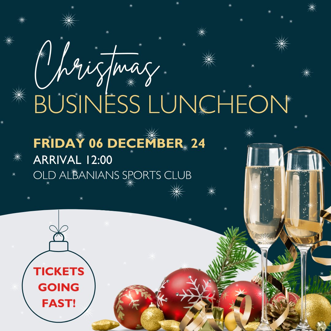 Join Us for a Festive Christmas Business Luncheon! 🎄

Celebrate the season with your team at the St Albans District Chamber of Commerce Christmas Luncheon on Friday 6 December at the Old Albanian Sports Club! 🥂

🔗 Get your tickets now: heyor.ca/tGFzju