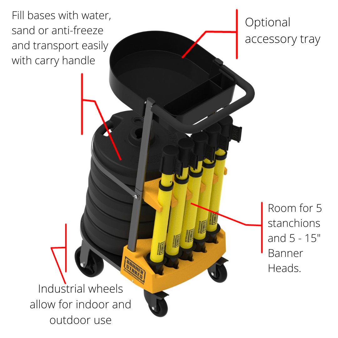Transporting safety barriers has never been easier!

Quickly move up to 75ft of barrier system around your facility with the Banner Stakes Cart Package. Plus store tools and supplies when not in use for easy access and organization.

Get going: hubs.la/Q02DYqW70