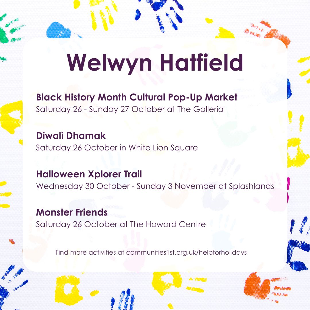 Communities 1st (@1stcommunities) on Twitter photo Wow your way through budget-friendly family fun this half-term 🎃 From creative crafts to exciting adventures, there’s something for everyone on our Help for Holidays page 🎨
Explore all the fun here: communities1st.org.uk/helpforholidays
<a href="/WH_CVS/">Welwyn Hatfield CVS</a> <a href="/stalbanscouncil/">St Albans Council</a> <a href="/hertsmerebc/">Hertsmere BC</a> #halfterm Wow your way through budget-friendly family fun this half-term 🎃 From creative crafts to exciting adventures, there’s something for everyone on our Help for Holidays page 🎨
Explore all the fun here: communities1st.org.uk/helpforholidays
<a href="/WH_CVS/">Welwyn Hatfield CVS</a> <a href="/stalbanscouncil/">St Albans Council</a> <a href="/hertsmerebc/">Hertsmere BC</a> #halfterm