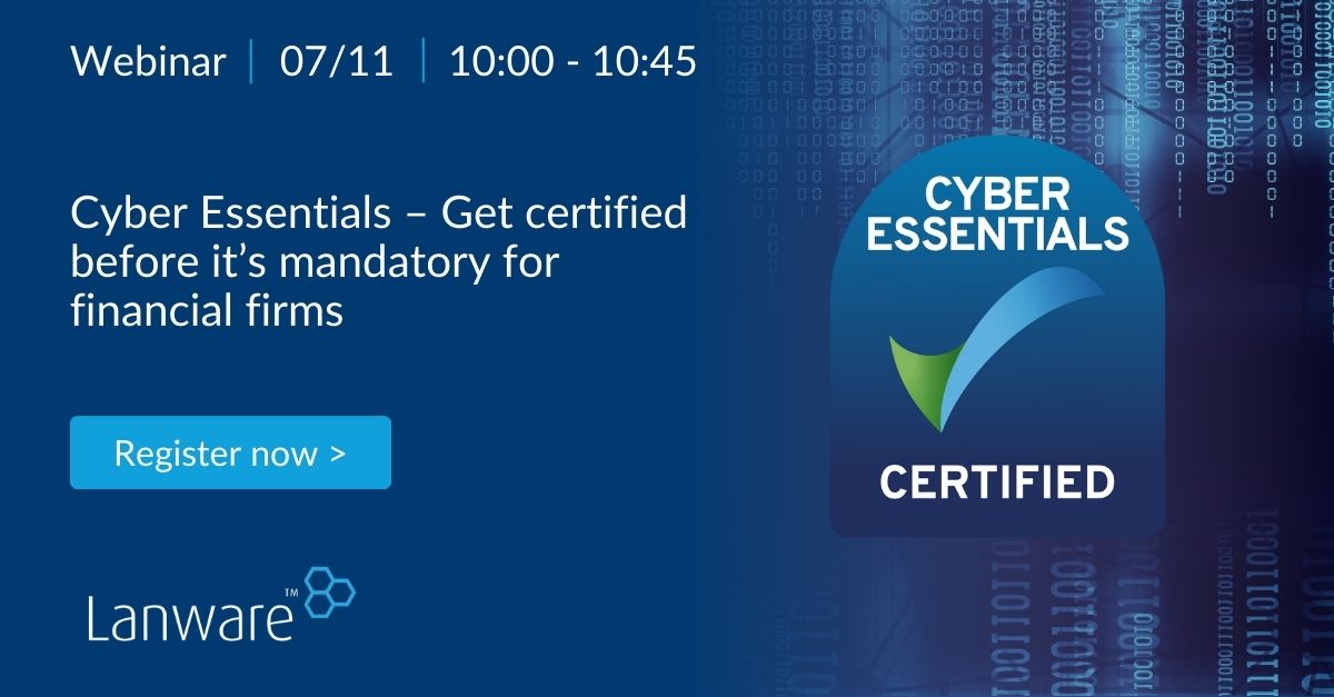 LanwareLimited's tweet photo. Discover why #financialservices firms should act quickly on getting a #CyberEssentials accreditation before it’s mandatory by registering for our latest webinar.
https://t.co/pP7uncAJA9 https://t.co/L5W0Q2rv0N