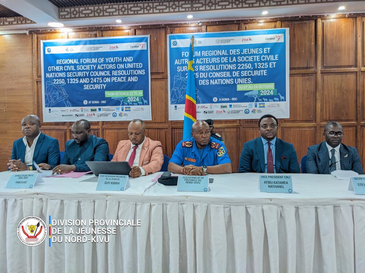 DPJINCCN_NK's tweet photo. #HappingNow: Le forum régional des jeunes et acteurs de la société civile des pays de #EastAfricaComunity pour réfléchir sur les résolutions 2250, 1325 et 2475 du conseil de sécurité de @ONU_fr se déroule à Goma sous le lead du le @NpcypD et la @DPJINCCN_NK. https://t.co/Q7kueuIPtQ