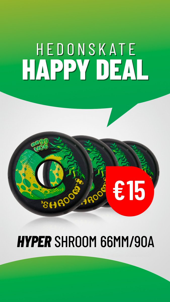 Hedonskate's tweet photo. 👉 Hyper Shroom 66mm/90a Flat profile (still in original package!)
👉 Set of 4 - only 15 EUR !
🛒 https://t.co/yTgEGHBhjX
#happydeal #hedonskate #hyperwheels #shrooms https://t.co/MxLZ0b9RiN