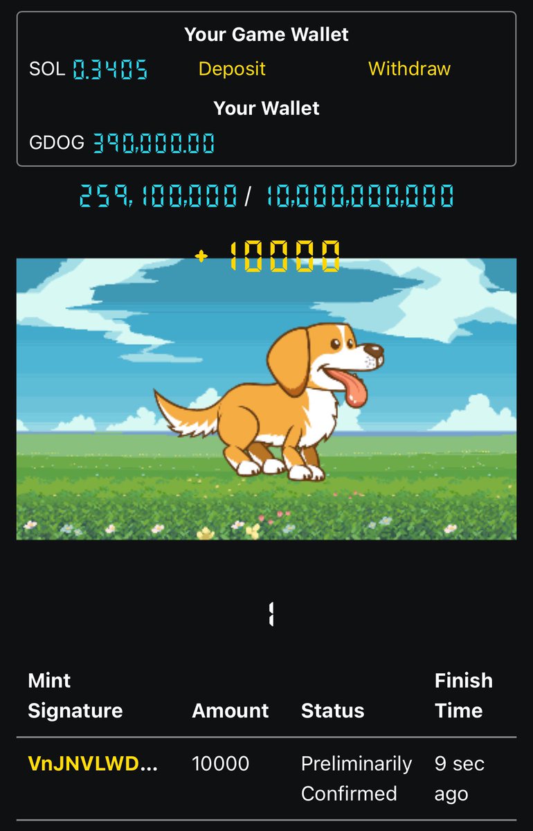 gdog_xyz's tweet photo. 259 millions GDOG have been minted in 10 minutes!

#GDOG #MemeCoin #GoldenDog #Solana #BTC #ETH https://t.co/lWe6C4hnDa