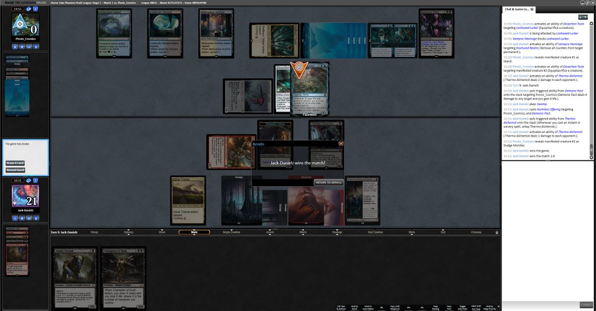 tookwaytoolong's tweet photo. @MagicOnline While playing the horror cube with a buddy, it kinda happened :D
#MTGOHorrorCubeChallenge
Your opponent loses the game after you Harmless Offering them Demonic Pact https://t.co/N7HIJFGuGy