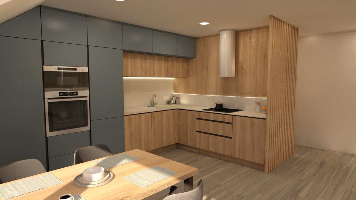 FurnexDesign's tweet photo. •U nás se do barev jít nebojíme.😉Nový dekor baltské modré🌊v kombinaci s přírodním ořechem v naší nové vizualizaci. Jak se vám návrh líbí?🔍

🔻https://t.co/em1JI86fMJ🔻
.
.
.
#kuchyne #bydleni #nabytek #kitchendesign #truhlarstvi #kuchynenamiru #vizualizace #3d #interier https://t.co/ocFZh8hgEF