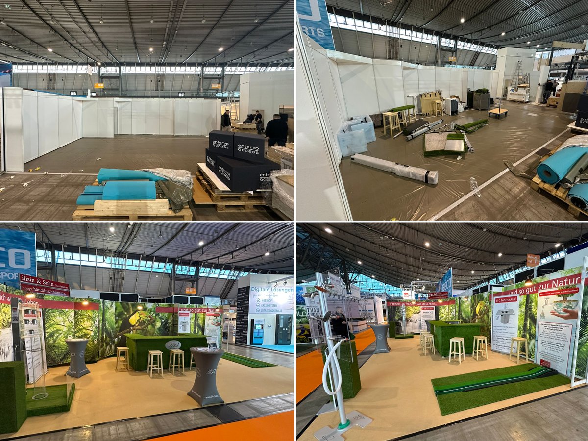 Handduschbrause's tweet photo. Aufbau Messestand erledigt, freuen uns auf eine erfolgreiche Messe, besuchen Sie uns diese Woche am Stand J55 in Halle 1 auf der Interbad in Stuttgart!

#messe #messestand #aufbau #interbad #stuttgart https://t.co/bUNjECofzC
