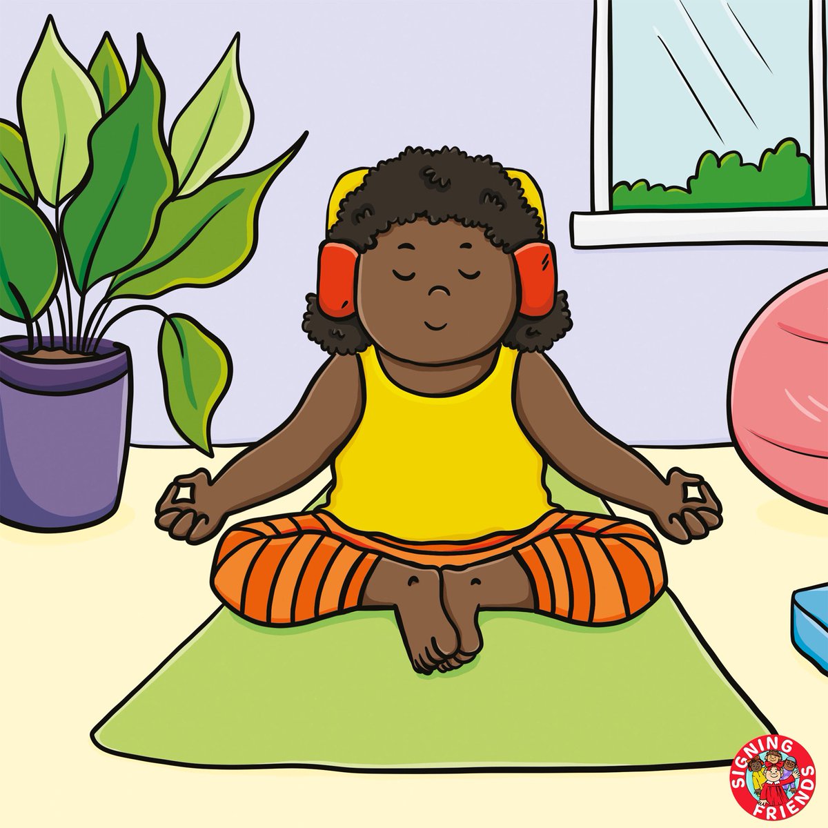 The sign of the week from <a href="/MakatonCharity/">The Makaton Charity</a> is PATIENT / TO BE CALM. 

Here is Lola feeling calm.  She likes to do a bit of yoga to help her feel calm. What helps YOU feel calm? 

<a href="/happydesigner/">Happydesigner</a> 
<a href="/singinghands/">Singing Hands MBE</a> #makaton #feelings #emotions