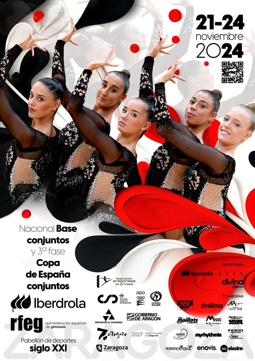 🔜 Reanudamos la actividad nacional: El Pabellón Siglo XXI de Zaragoza será sede del Nacional Base de conjuntos y 3ª fase de la Copa de España del 21 al 24 de noviembre. Comparto con vosotros el cartel del evento con el conjunto olímpico como protagonistas.

¡Espero que os guste!