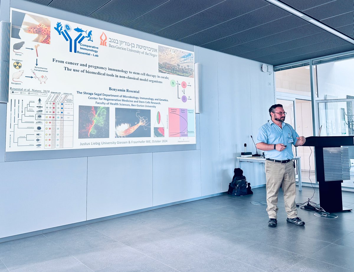 Anton Windfelder (@antongeorgem) on Twitter photo Honored to host & chair Prof. Dr. Benyamin Rosental’s (<a href="/BRosental15708/">Benyamin Rosental</a>) talk on using biomedical tools in non-classical model organisms—from corals to humans! A fascinating dive into cancer, pregnancy immunology & stem cell therapy. 🌍🔬 #Immunology #StemCellResearch #Science Honored to host & chair Prof. Dr. Benyamin Rosental’s (<a href="/BRosental15708/">Benyamin Rosental</a>) talk on using biomedical tools in non-classical model organisms—from corals to humans! A fascinating dive into cancer, pregnancy immunology & stem cell therapy. 🌍🔬 #Immunology #StemCellResearch #Science