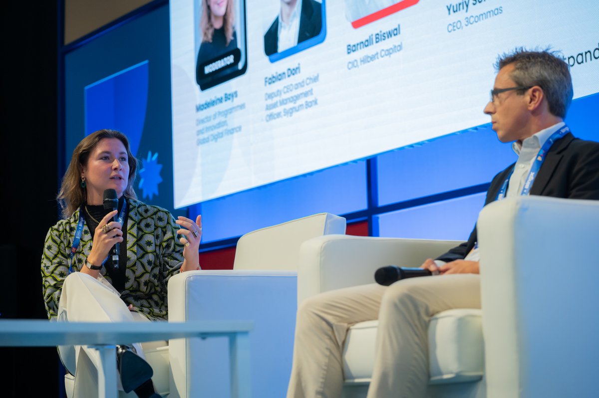 EBlockchainCon's tweet photo. At #EBC10 Madeleine Boys (@GlobalDigitalFi), Fabian Dori (@sygnumofficial), Barnali Biswal (@HilbertCapital), and Yuriy Sorokin (3Commas) discussed how tokenization is reshaping asset management.

From its role in risk management and returns to the impact of AI and automation, the panel explored the trends driving the industry. 

Catch their insights on the future of asset management here: https://t.co/WfSSCVbQWM