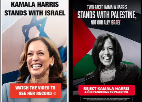 So manipuliert der rechtsradikale Verschwörungslügner Elon Musk den US-Wahlkampf: Er zahlt für zwei verschiedene Werbeanzeigen. Muslime bekommen angezeigt, dass Harris Israel unterstütze, Juden bekommen angezeigt, dass sie Palästina unterstütze. So belügen euch Faschisten.