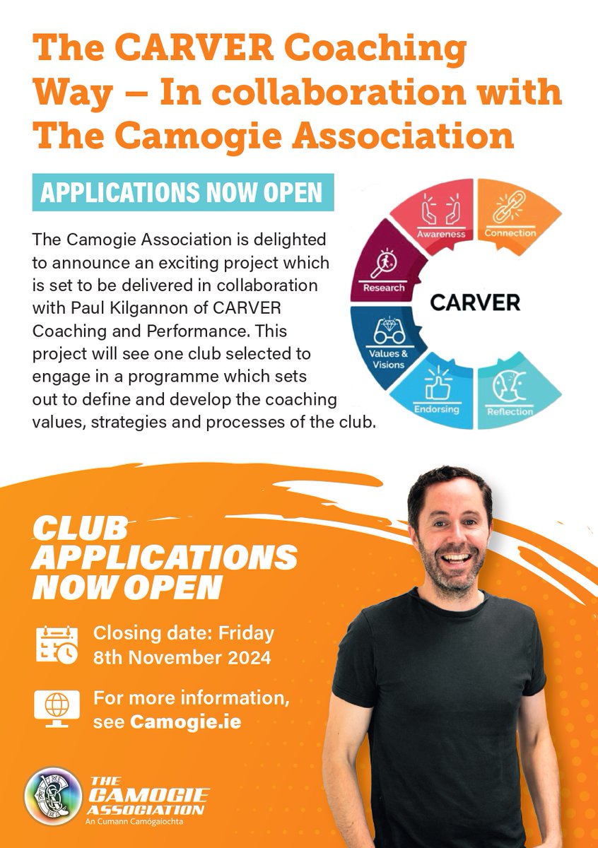 The Camogie Association is delighted to announce an exciting project which is set to be delivered in collaboration with Paul Kilgannon of CARVER Coaching and Performance. 🙌

camogie.ie/news/the-carve…

#OurGameOurPassion
