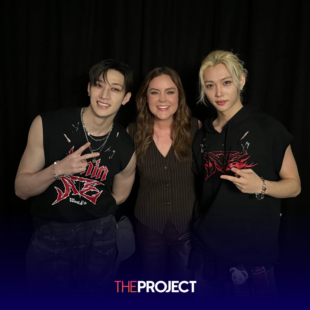 theprojecttv's tweet photo. Thank you to Bang Chan and Felix from @Stray_Kids for chatting to #TheProjectTV! https://t.co/FMr5J6eGU6