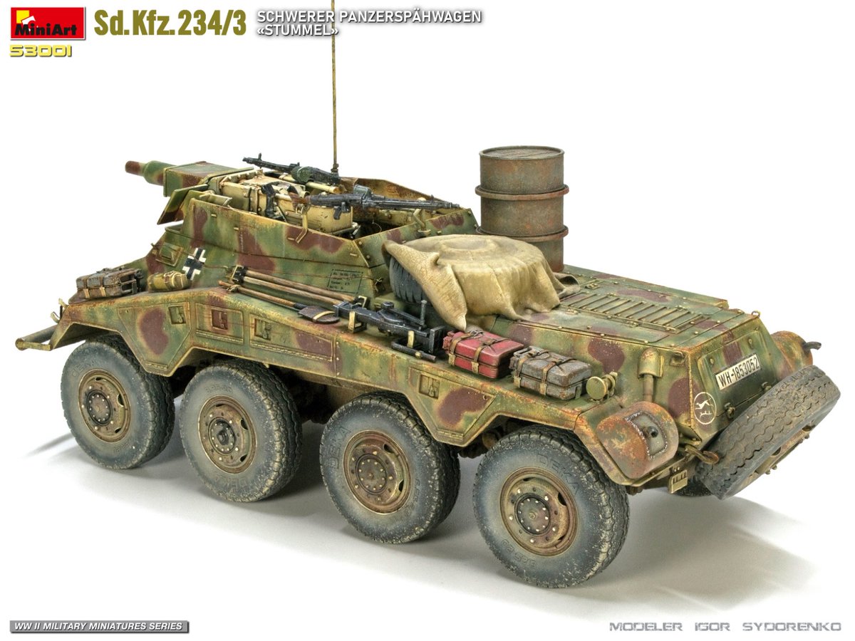 MiniArt_Models's tweet image. New Photos of #MiniArt Kit:
53001 Sd.Kfz.234/3 SCHWERER PANZERSPÄHWAGEN «STUMMEL»
miniart-models.com/product/53001/
Plastic Model Kit 1:35 Scale
Modeler: Igor Sydorenko 

#MiniArtModels #ScaleModel #WW2
#MilitaryVehicles #PlasticModel #SdKfz2343
#Stummel #HobbyModeling