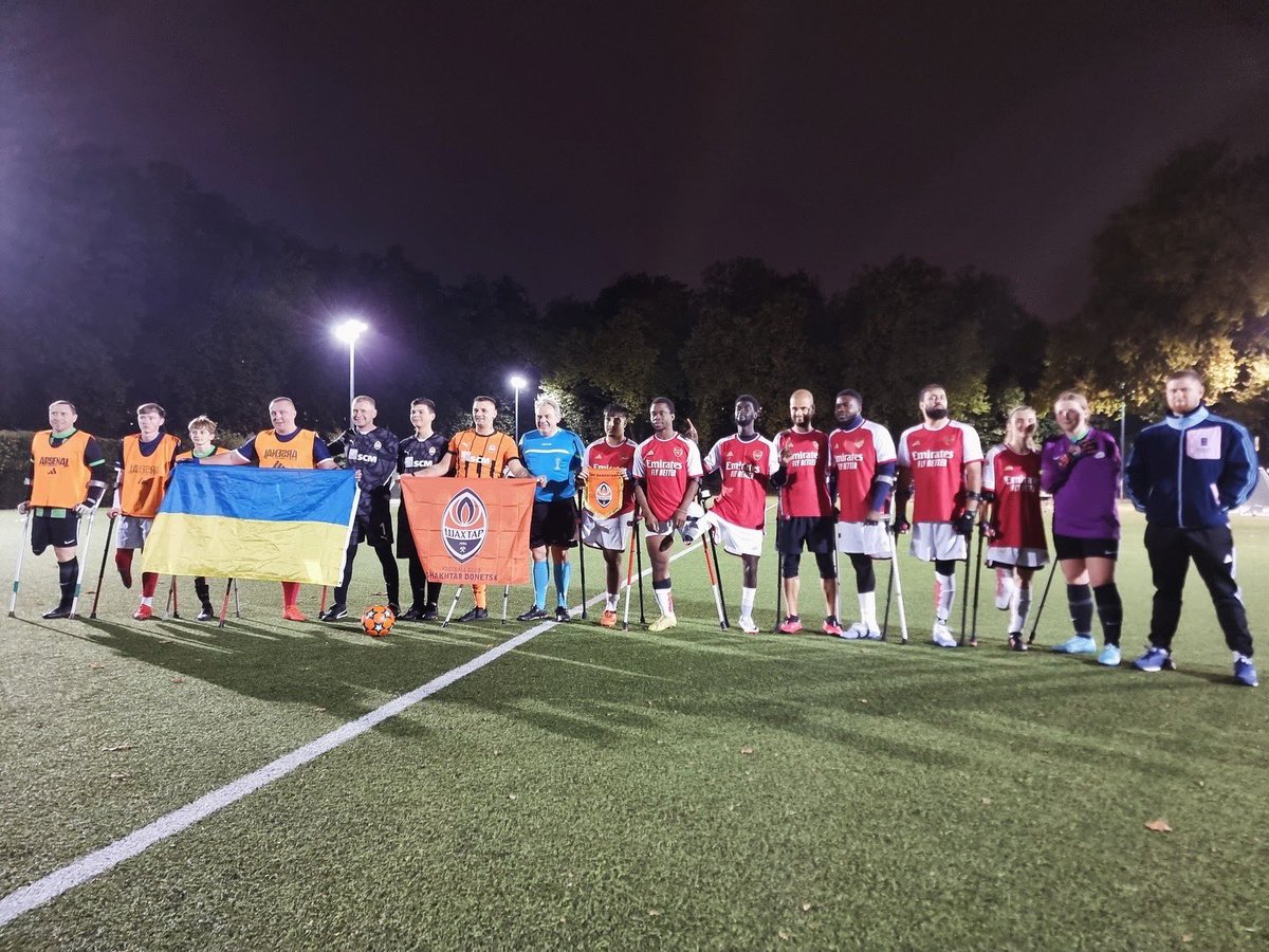 BuildGoals's tweet photo. What an amazing night of football! Huge thanks to @AFCCommunity, @OfficialBHAFC, @FCShakhtar and @ScotAmputeeFA for coming together to support amputee football in Ukraine. Find out more at https://t.co/nWcxGB7Sev, an initiative of @Worldchanging and @casinclair https://t.co/lLn3qhkFa5