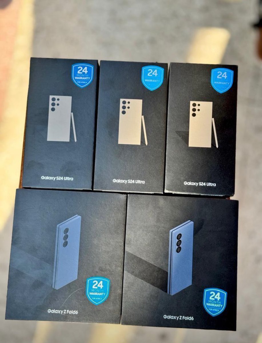 SAMSUNG GALAXY 

Brand new sealed 

SAMSUNG GALAXY S24 ULTRA 
Ram 12 gb
Storage 256 gb
Tsh 2,500,000/=

SAMSUNG GALAXY Z FOLD 6
Ram 12 gb
Storage 256 gb
Tsh 3,700,000/=

Contact us 0717057535