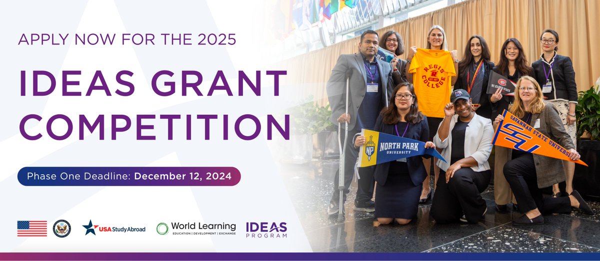 The 2025 IDEAS grant competition is officially open! IDEAS grants support U.S. colleges and universities in expanding study abroad programming.

➡️ Join IDEAS for an educational webinar on Oct 22: ow.ly/iOR550TOH4z
 
➡️ Apply: ow.ly/AT8z50TOH4E
 
#launchIDEASabroad