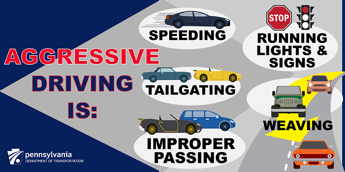 511PAPhilly's tweet photo. What are some types of aggressive driving? Speeding, running lights, and tailgating are some aggressive driving behaviors. Learn more on our PennDOT blog at https://t.co/AiuEvtEhzI. #DontDriveAggressive #BeSafePA https://t.co/J5c5q6m9Id